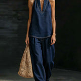 Sandra - Conjunto Col Halter Jeans