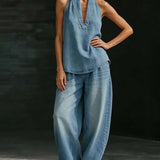 Sandra - Conjunto Col Halter Jeans