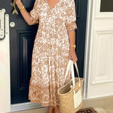 Filipa | Vestido Floral com Decote em V Elegante