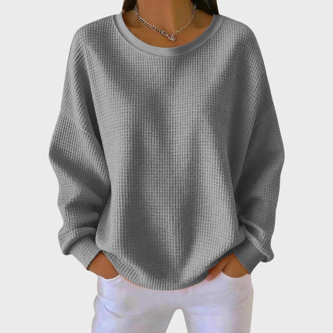 Nora | Sweater de Algodão Tricotado em Waffle de Inverno com Mangas Longas