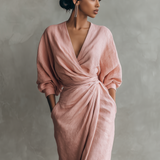 Lara - Vestido Maxi Linho Rosa