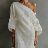Vestido de Linho Bege Sem Alças