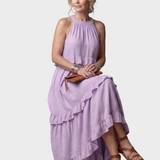 Katia - Vestido Maxi com Halter e Babados