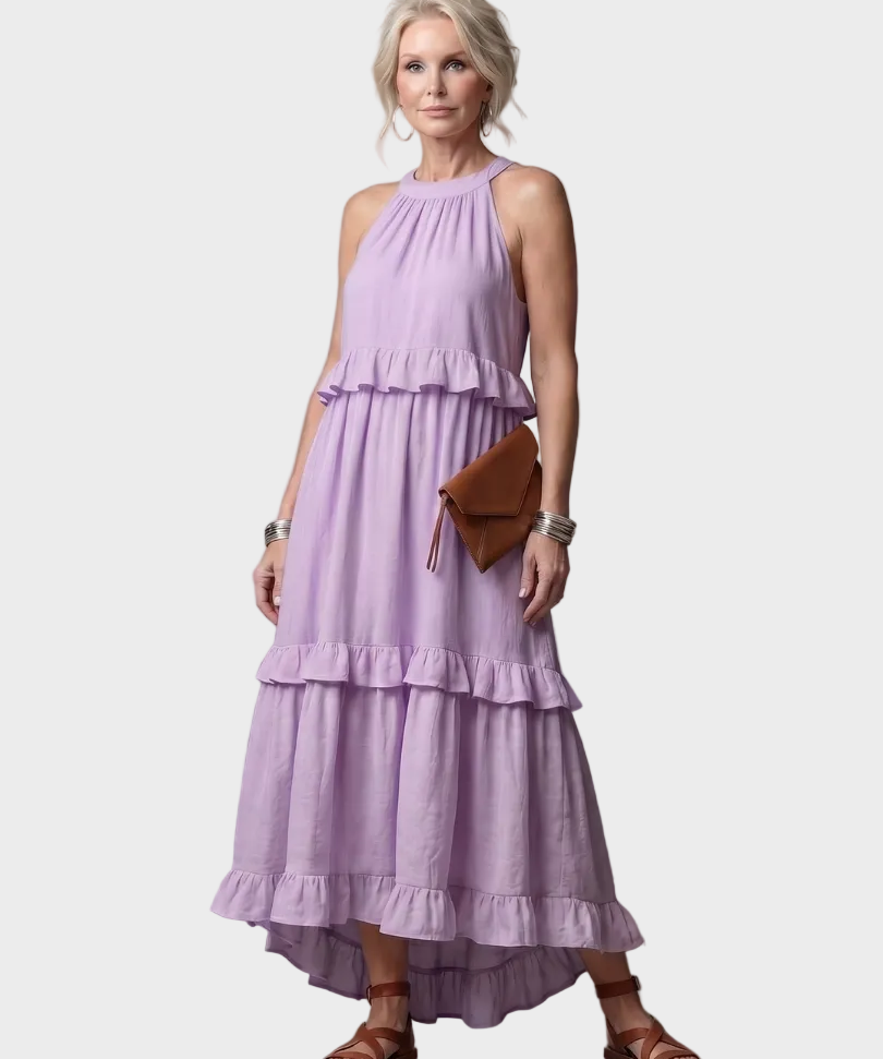 Katia - Vestido Maxi com Halter e Babados