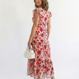 Lila | Vestido Midi Floral com Decote em V