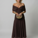 Bianca - Vestido Midi Descontraído com Ombros Descobertos
