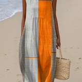Mafalda - Vestido Midi Colorblock Verão