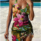 Fiesta – Tankini gráfico floral com calções, efeito barriga lisa