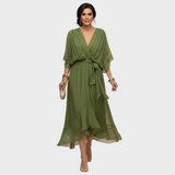 Monica Chiffon - Vestido com decote em V