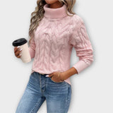 Amelia – Suéter Elegante de Gola Alta em Malha