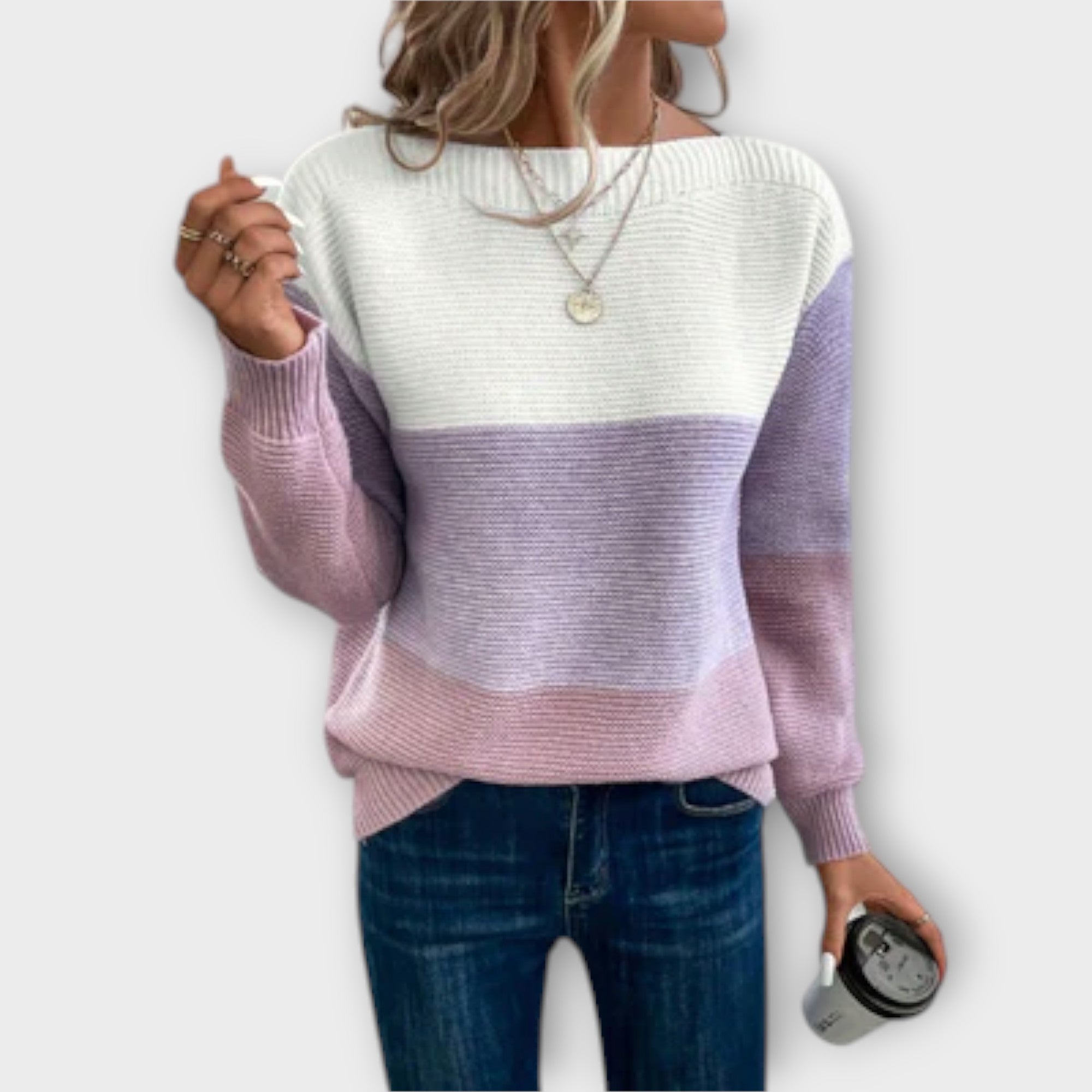 Clara | Suéter Elegante em Patchwork de Três Cores