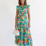 Lila | Vestido Midi Floral com Decote em V