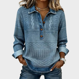 Chloe | Pullover de Malha Texturizada com Gola de Botão