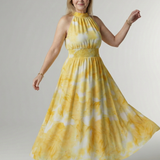 Graça - Vestido Midi com Decote Franzido