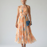 Rita - Vestido Midi com Decote Halter Suave