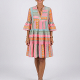 Maelle | Vestido de Comprimento até ao Joelho com Decote em V e Estampa Geométrica