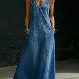 Vera™ | Vestido longo em denim com botões