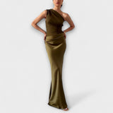Sereia maxi elegante de um ombro