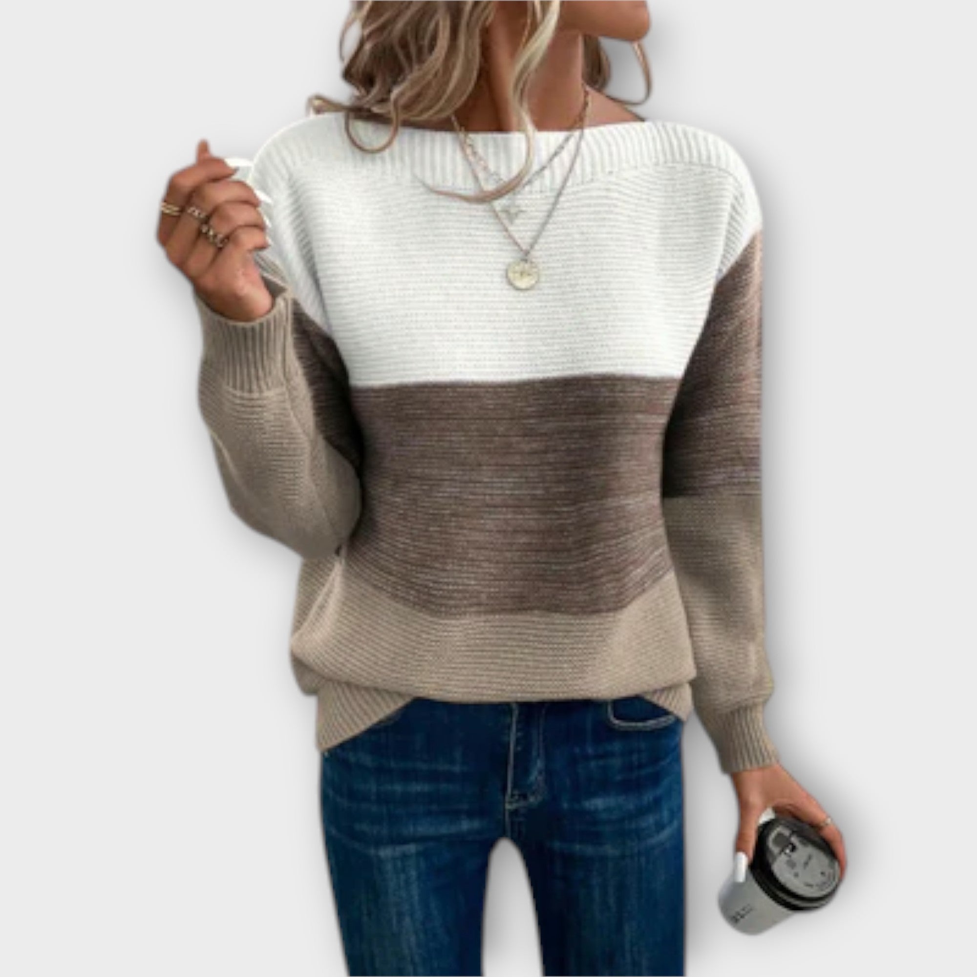 Clara | Suéter Elegante em Patchwork de Três Cores