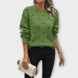 Ava – Sweater de Malha Casual com Mangas Longas e Padrão de Pontos