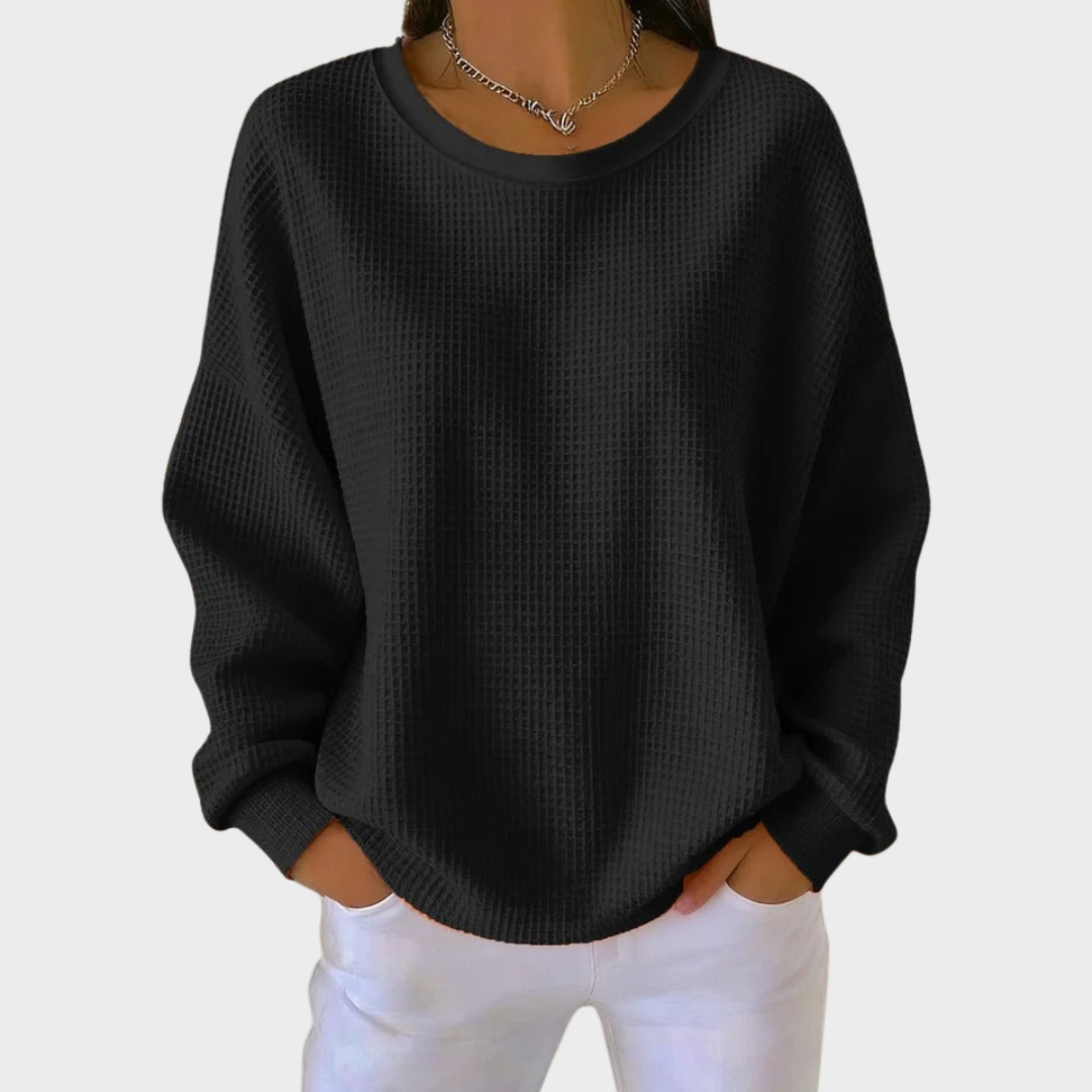 Nora | Sweater de Algodão Tricotado em Waffle de Inverno com Mangas Longas