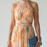Rita - Vestido Midi com Decote Halter Suave