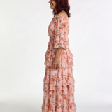 Rosalie | Vestido Maxi Floral com Rendas e Ombros à Mostra