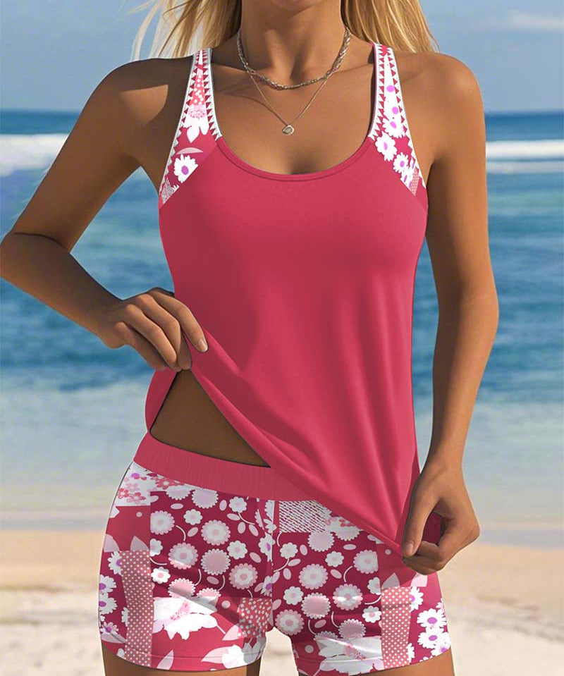 Nádia | Conjunto Tankini com Calções Estampados