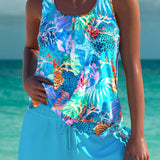 Trudy – Tankini elegante com efeito de barriga lisa e calções coordenados