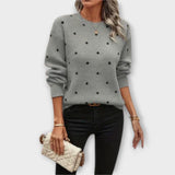 Ava – Sweater de Malha Casual com Mangas Longas e Padrão de Pontos