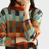 Kimberly | Sweater de gola alta com padrão patchwork