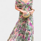 Magda - Vestido longo floral com decote em V
