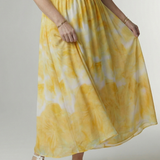 Graça - Vestido Midi com Decote Franzido