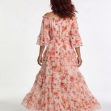 Rosalie | Vestido Maxi Floral com Rendas e Ombros à Mostra