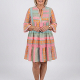 Maelle | Vestido de Comprimento até ao Joelho com Decote em V e Estampa Geométrica