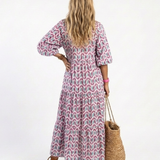 Mireya | Vestido Midi de Manga Longa com Estampa Geométrica