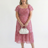 Odette | Vestido Midi Floral com Ombros Descidos