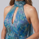 Anastácia -  Vestido Maxi Sem Mangas com Decote Halter e Recorte