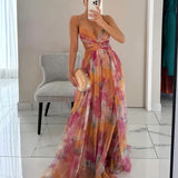 Elodie™ | Vestido longo de noite com padrão de aquarela