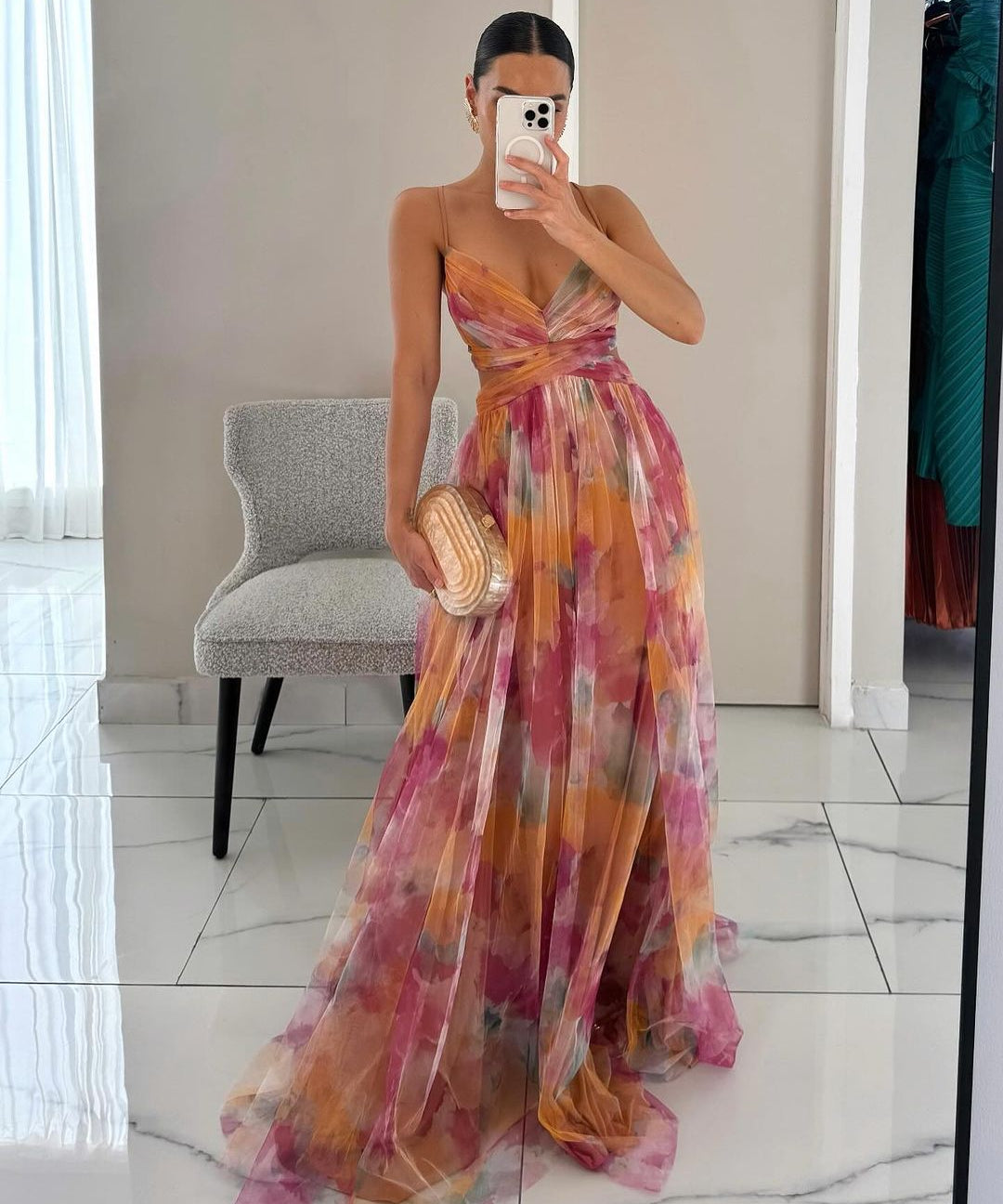 Giselle | Maxi-Vestido Encantador com Estampa Floral
