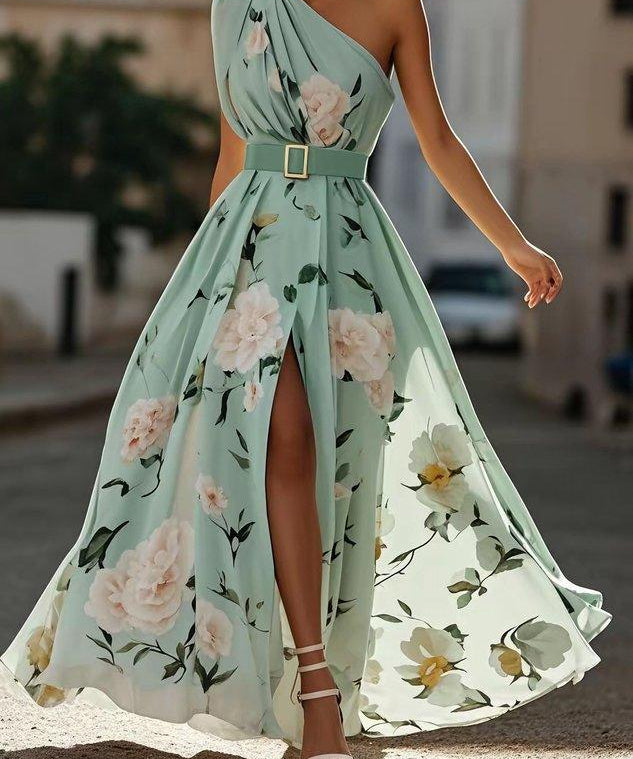 Julie - Vestido Renda Florido Verde-Claro