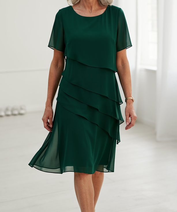 Juliette – Vestido elegante fluido com volantes