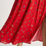 Delphine | Vestido Midi de Manga Bufante com Decote Quadrado e Estampa Floral