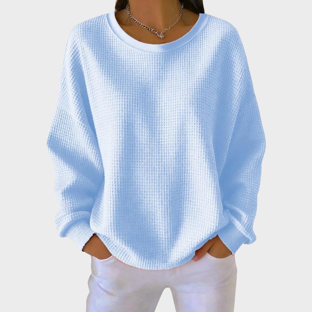 Nora | Sweater de Algodão Tricotado em Waffle de Inverno com Mangas Longas