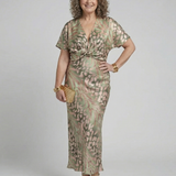 Coralie | Vestido Midi com Decote em V e Cintura Torcida