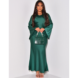 Royal | Vestido Maxi Ajustado de Cetim Elegante com Laço nas Costas