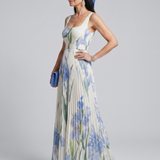 Paula - Robe midi sem mangas com decote quadrado e estampado floral