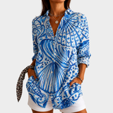 Camisa com Estampa de Conchas à Beira-Mar