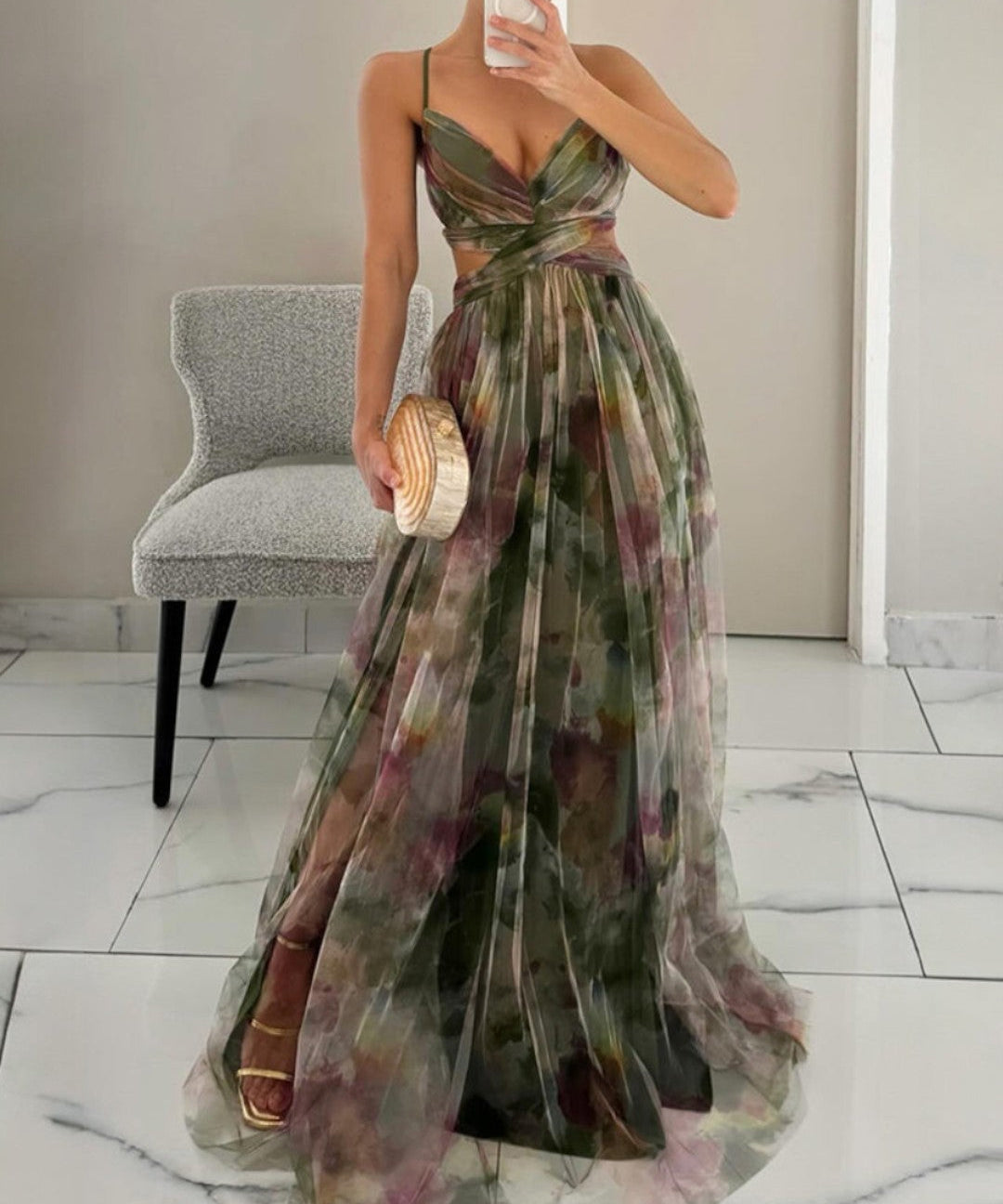 Giselle | Maxi-Vestido Encantador com Estampa Floral
