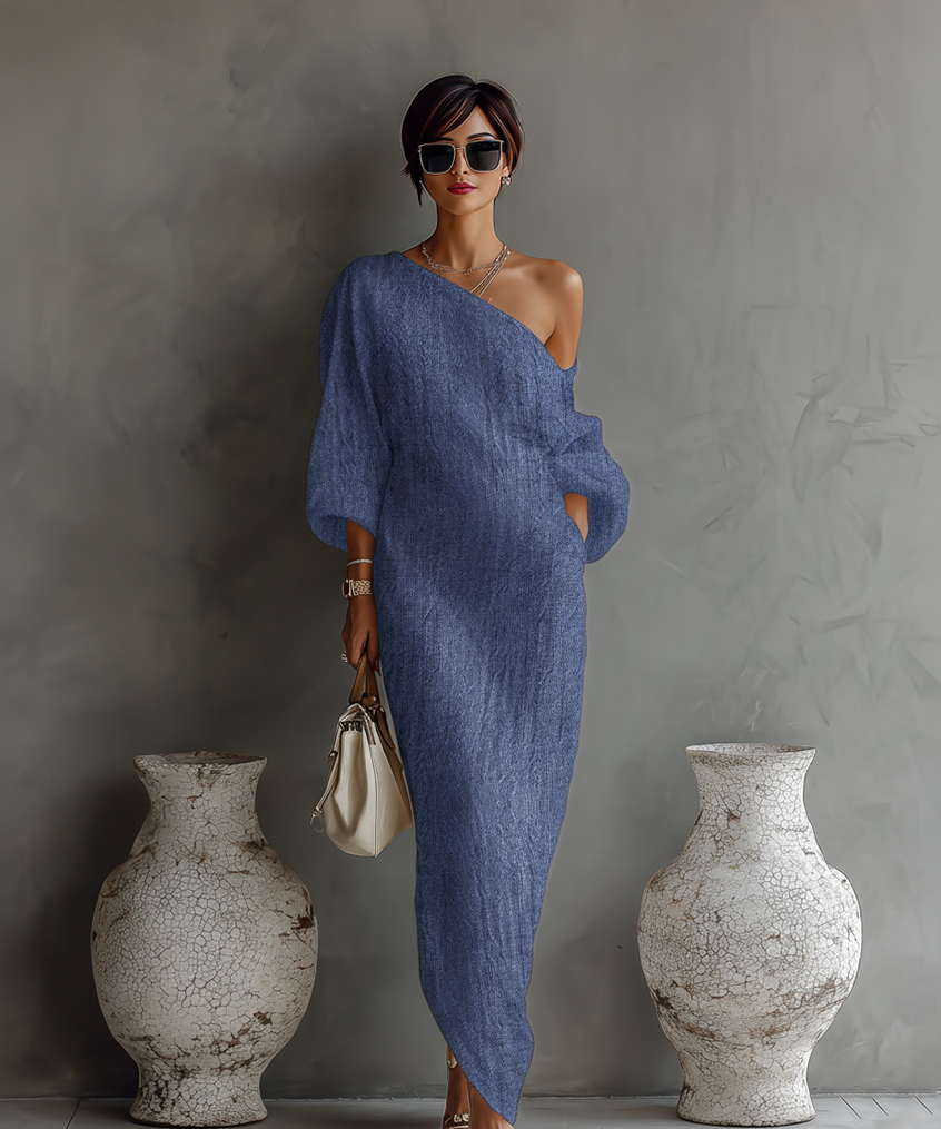 Vestido de Linho Off-White Sem Alças